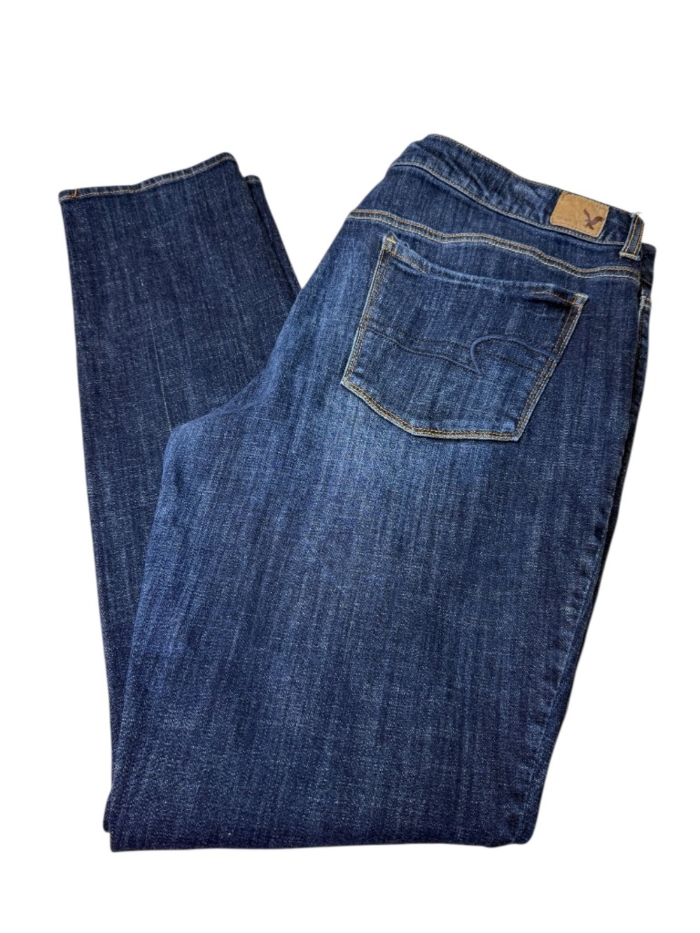 American Eagle Outfitters High Rise Skinny Stretch Dark Whisker Jeans 18 Long - Picture 7 of 12
